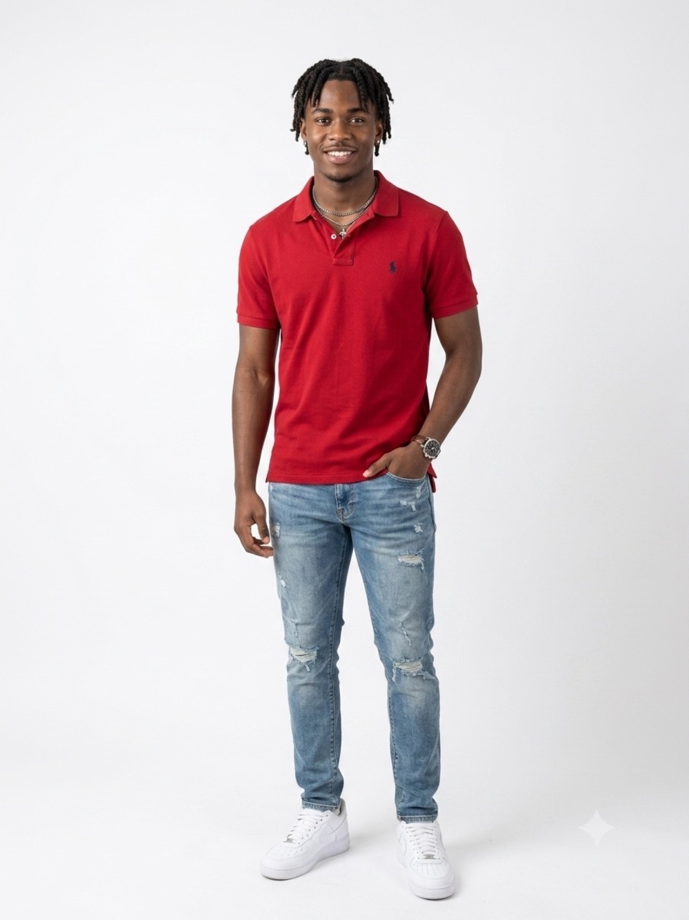 Polo Ralph Lauren Pima Stretch Mesh Men’s Polo Shirt Red Size Large Preppy - Picture 8 of 9